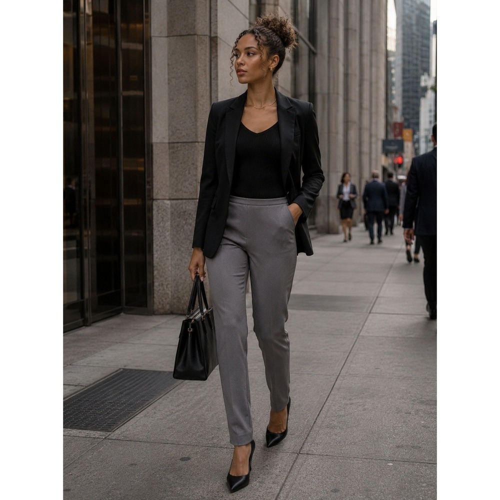 Eileen Fisher Medium Pants Gray Business Formal Pull On Tapered Ankle Slim #1088